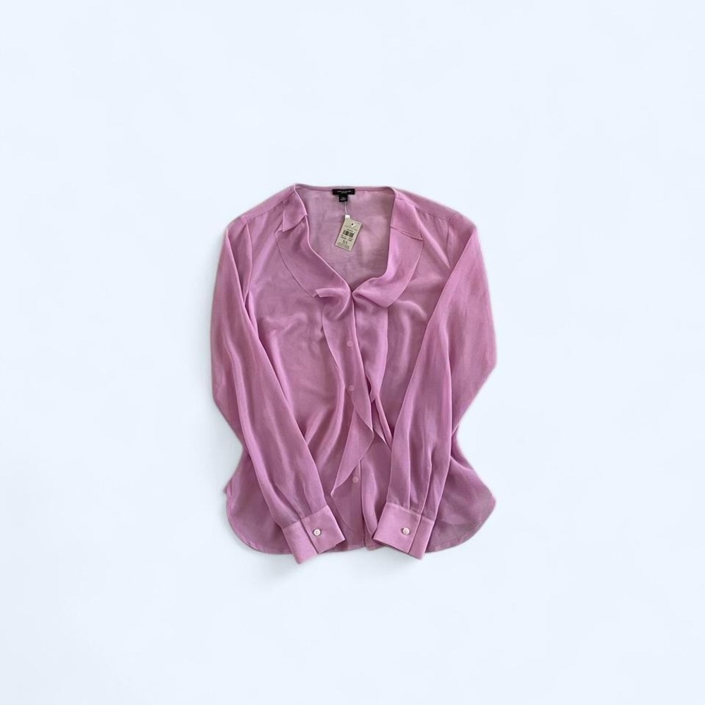 Pink ruched feminine blouse size XS by Ann Taylor